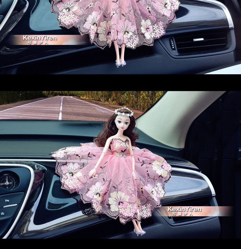 汽车摆件创意可爱婚纱蕾丝网纱公主娃娃车载礼品车内娃娃装饰摆件