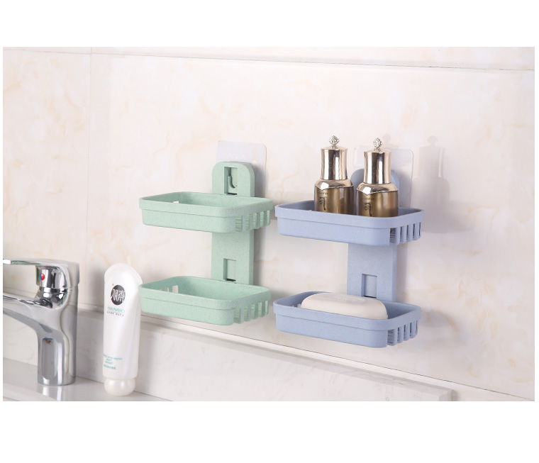 吸盘双层肥皂架免打孔肥皂盒卫生间沥水创意壁挂香皂架浴室置物架
