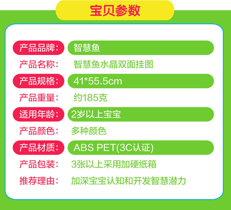 智慧鱼早教有声挂图水晶凹凸宝宝认知点读挂图幼儿童识字益智玩具