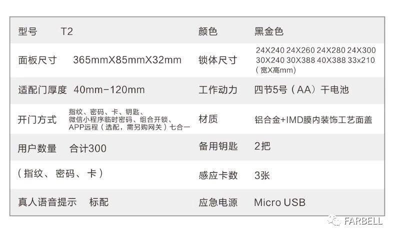  触点智能锁T2黑金色