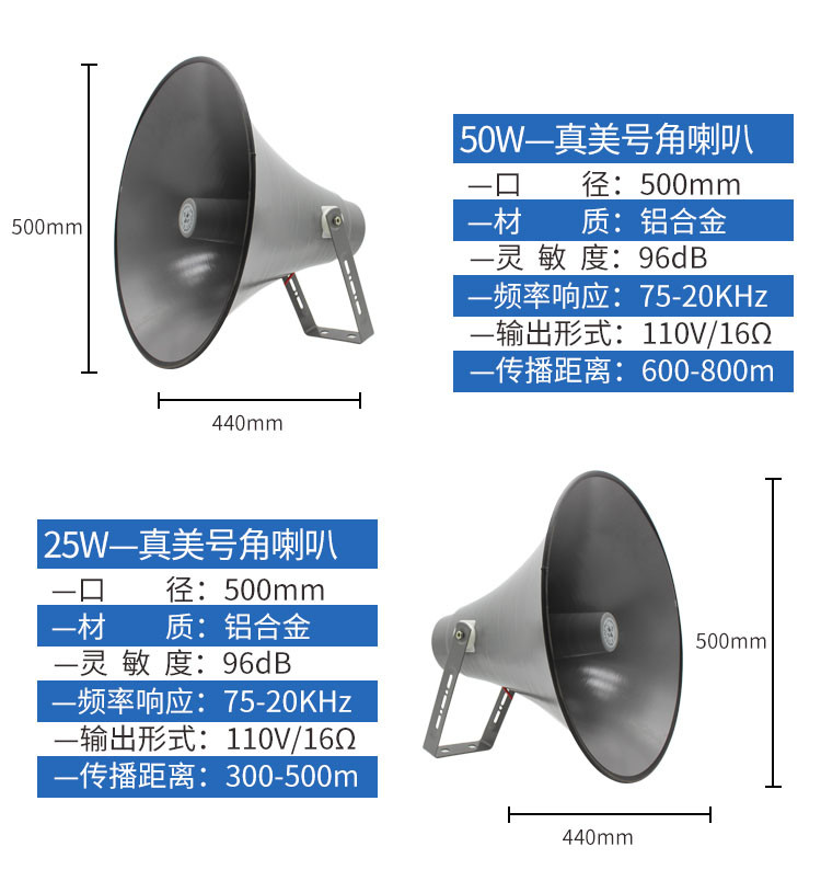 25W喇叭农村广播喇叭音箱音响户外扬声器操场铝合金喇叭防洪预警广播系统