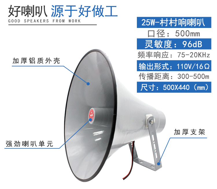 广播喇叭50W大喇叭扩音高音大喇叭大喇叭扩音器 农村广播套装