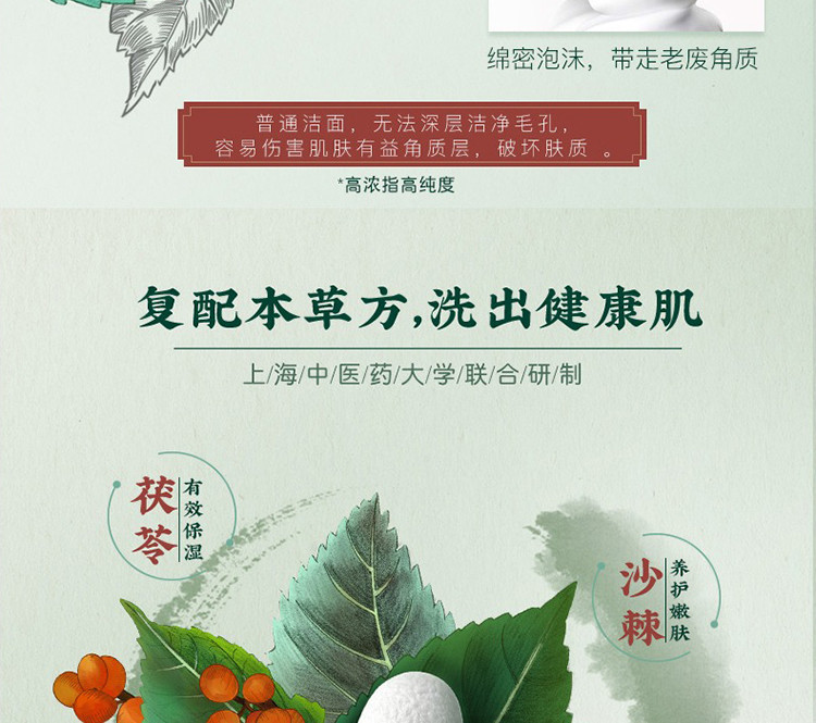 相宜本草（INOHERB） 四倍蚕丝凝亮洁面膏*100g