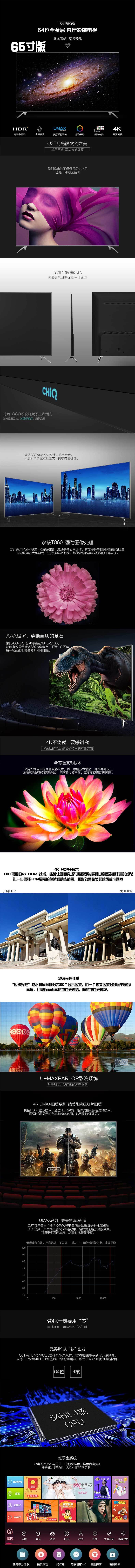 【四川惠民】长虹/CHONGHONG 65Q3T 65寸4K语音智能网络电视HDR液晶平板LED