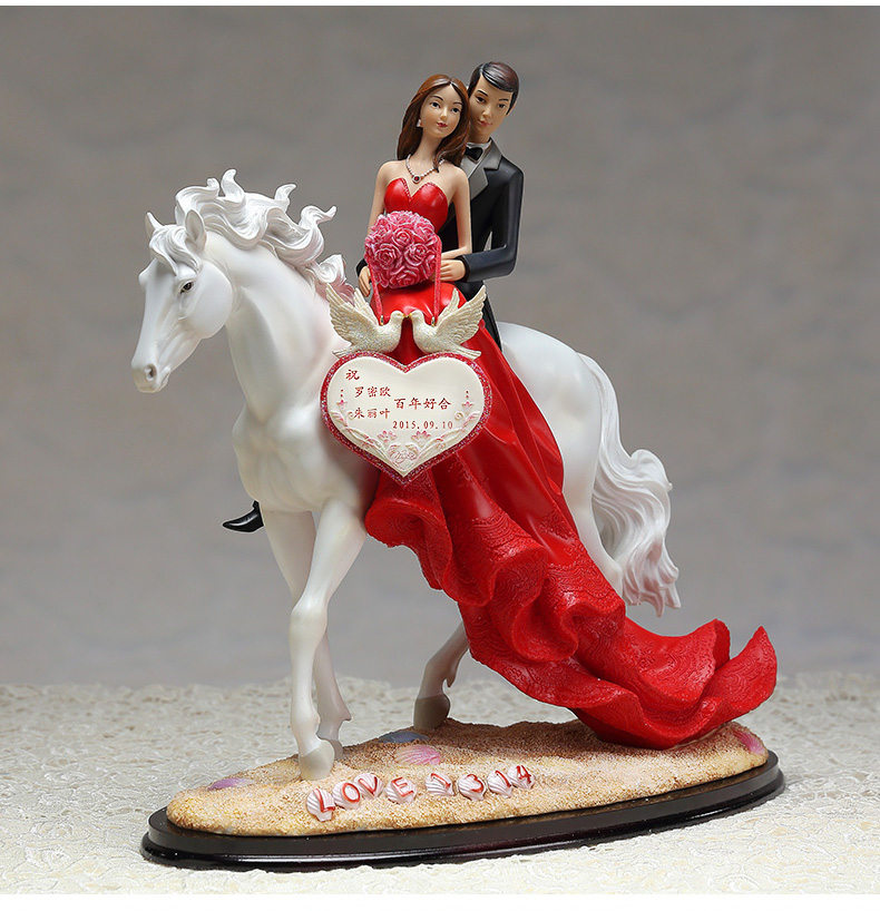 艾米娅 创意结婚礼物欧式定制家居装饰品摆件送闺蜜新婚礼品实用马工艺品