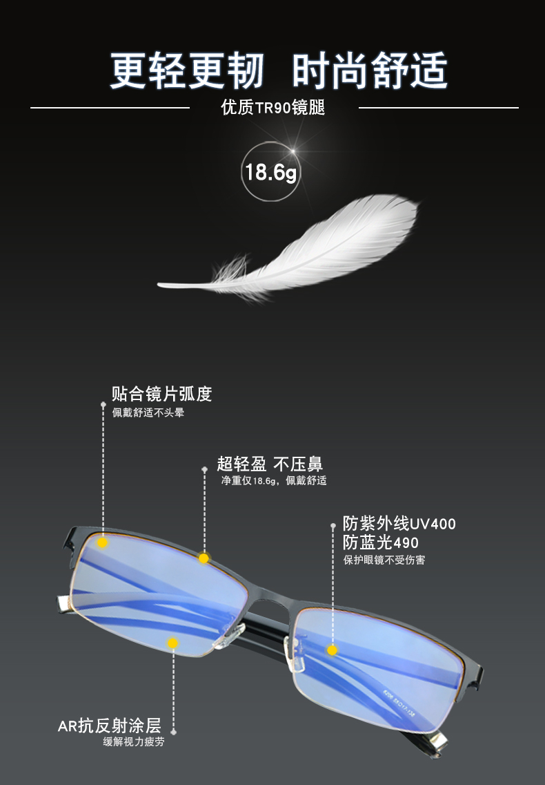 艾米娅 看电脑玩手机游戏专用保护眼睛男护目电竞防辐射蓝光眼镜平镜平光