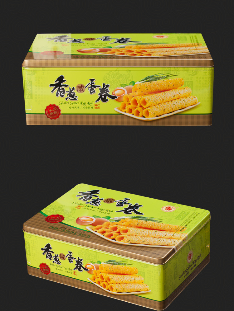 【明华】香葱咸蛋卷520g 手工鸡蛋卷 风味休闲小吃零食 膨化食品蛋卷 下午茶点心