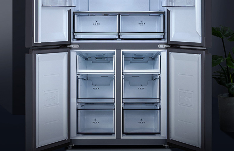 美的/MIDEA  十字四门冰箱净味除菌智能变频家用电冰箱468升BCD-468WSGPZM风冷无霜