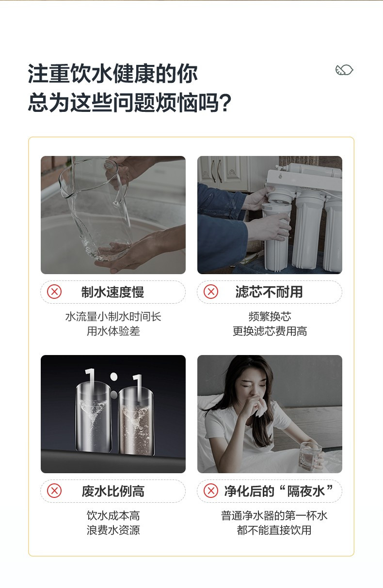 美的/MIDEA 厨下净水器净水机RO反渗透MRC1859-800G 灯环版