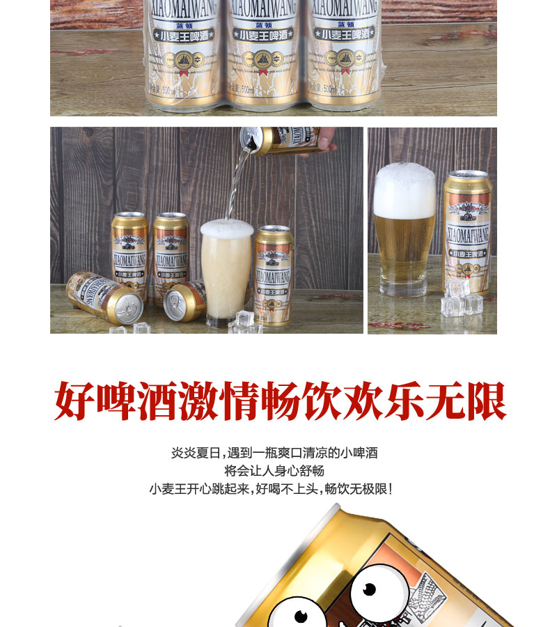 小麦王啤酒500ml*9听 精酿啤酒大灌拉灌整箱味醇