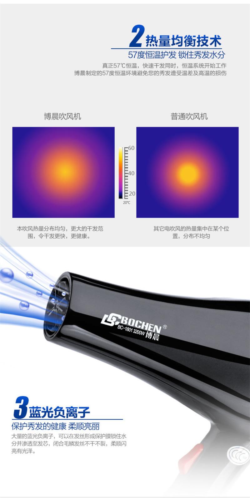 【邮乐吉安馆】博晨 BC-1801-3200 电吹风发廊大功率专用蓝光负离子吹风机风筒（积分商城）