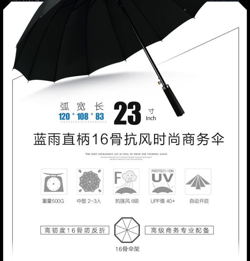 【邮乐吉安馆】LAN YU/蓝雨16骨雨伞防风商务伞 自动直杆伞长柄伞