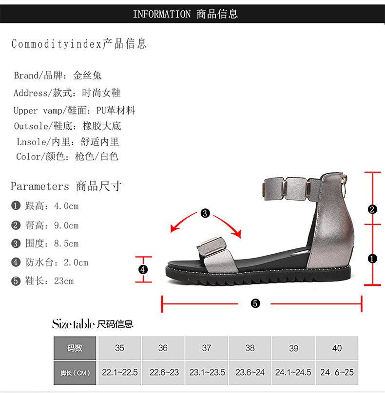 金丝兔2063凉鞋女学生夏新款百搭平底中跟凉鞋韩版露趾罗马女鞋潮