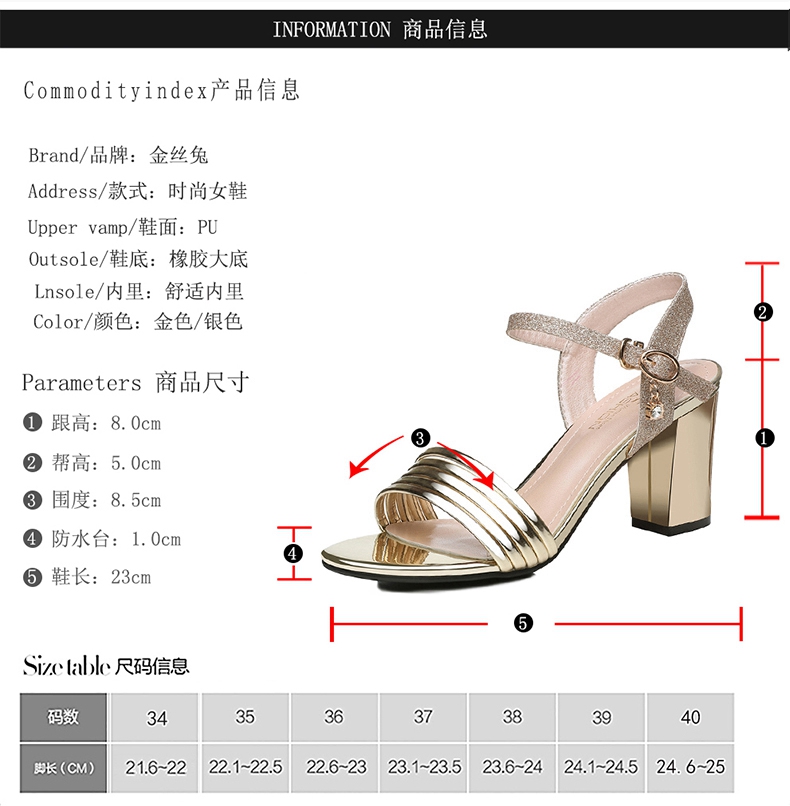 金丝兔一字扣露趾凉鞋子夏季新款粗跟高跟中空女鞋韩版百搭浅口鞋子3007