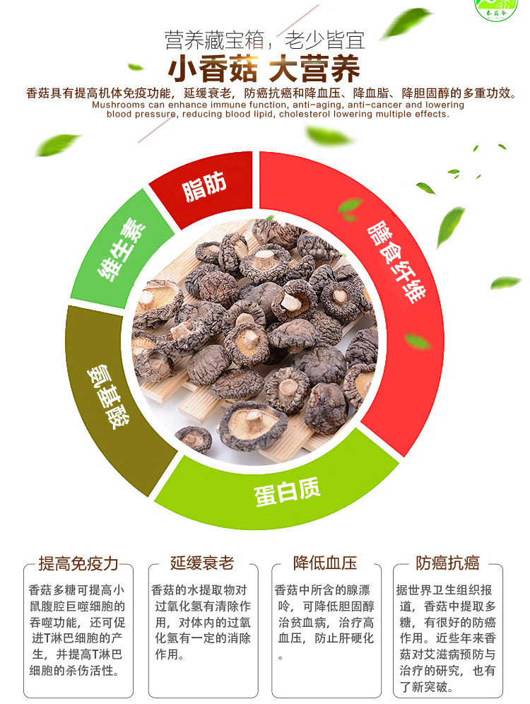 【岳阳平江馆】秦菇爷椴木香菇干货精选大小农家自产500g