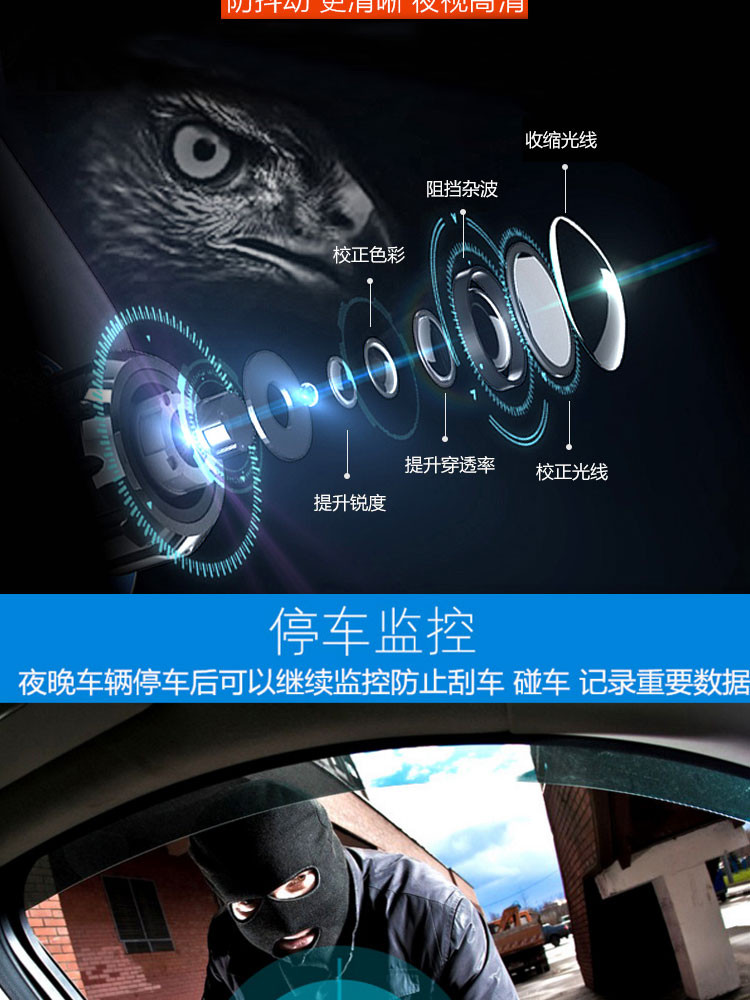 瑞世泰 行车记录仪-R10 4.3英寸1080P超高清双录 170度超宽广角循环录影