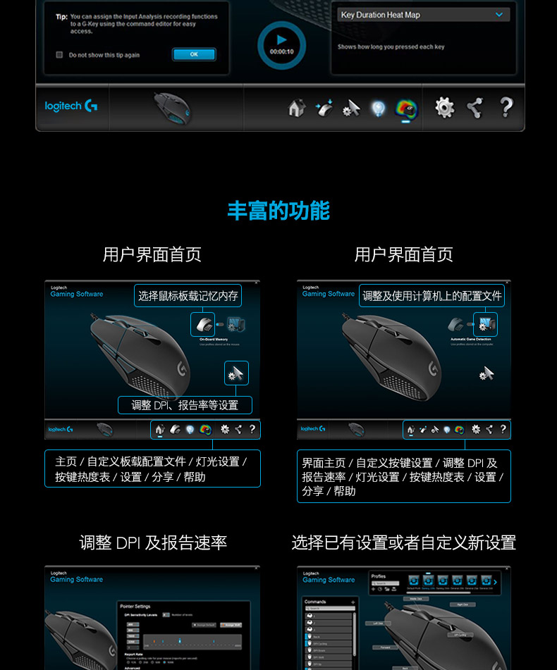 罗技/Logitech G302 有线电竞游戏鼠标多键电脑笔记本游戏有限鼠标