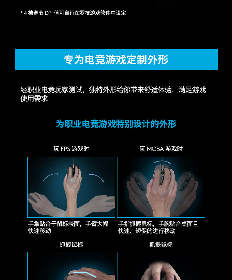 罗技/Logitech G302 有线电竞游戏鼠标多键电脑笔记本游戏有限鼠标