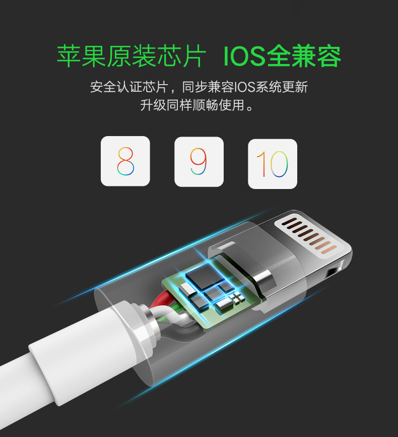 绿联（UGREEN） 绿联 苹果安卓二合一数据线拖mfi认证iPhone5/6s/7手机快充电器线