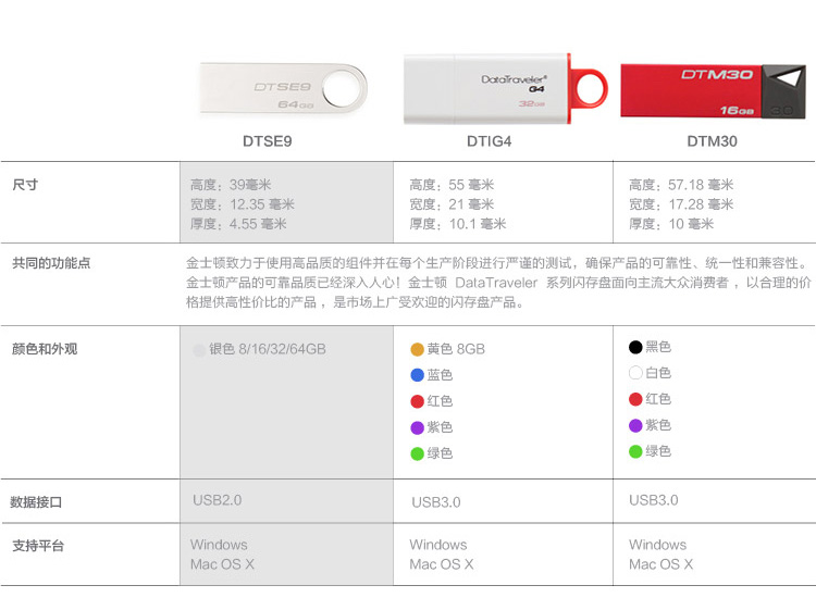 金士顿/Kingston 16gu盘 DTSE9 个性迷你车载金属u盘16G