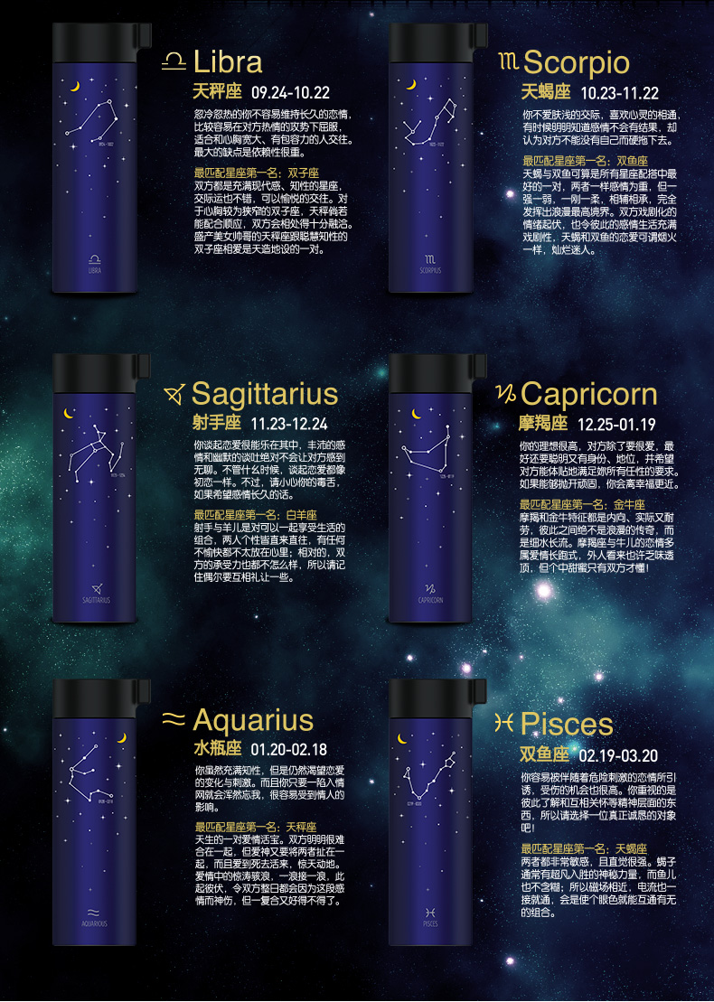 【乐扣乐扣家居】乐扣乐扣 十二星座保温杯水杯400ml LHC4121