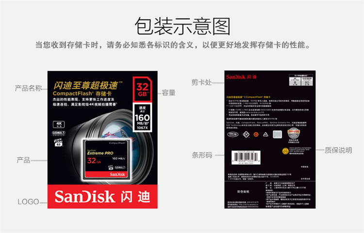 闪迪/SANDISK 至尊超极速CF存储卡 32G 单反相机高速闪存卡