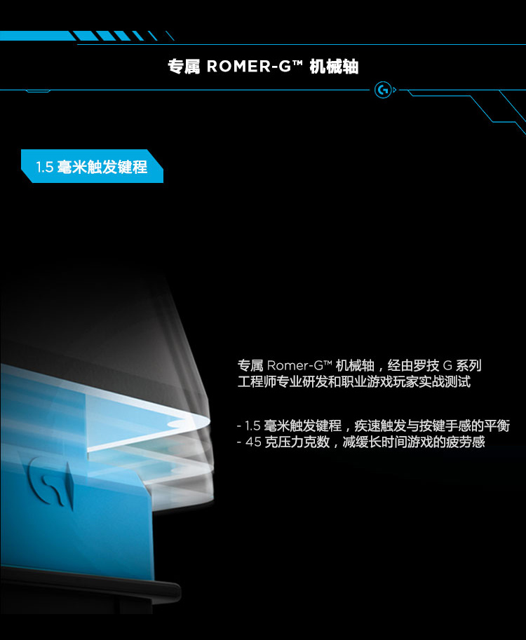 罗技/Logitech G310 有线键盘机械背光游戏键盘CF/LOL竞技游戏键盘