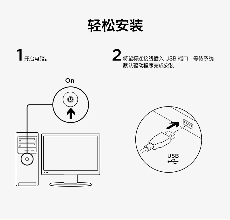 罗技/Logitech LS1 有线激光鼠标USB有线鼠标笔记本台式电脑有线鼠标