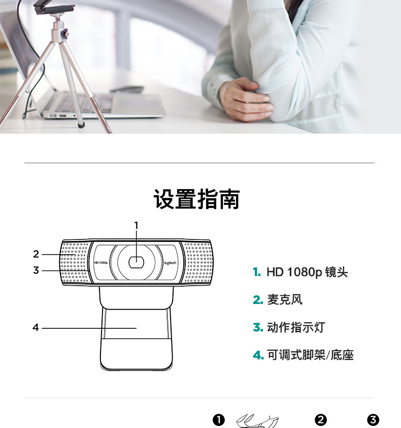 罗技/Logitech C920e网络摄像头支持IPTV智能电视1080p高清C920升级版摄像头