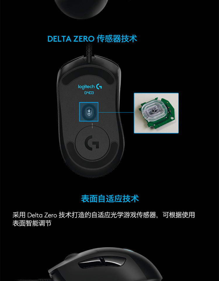 罗技/Logitech G403 有线宏编程英雄联盟LOL绝地求生吃鸡 电竞游戏鼠标