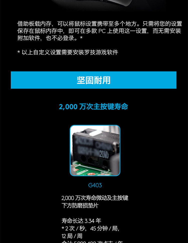 罗技/Logitech G403 有线宏编程英雄联盟LOL绝地求生吃鸡 电竞游戏鼠标