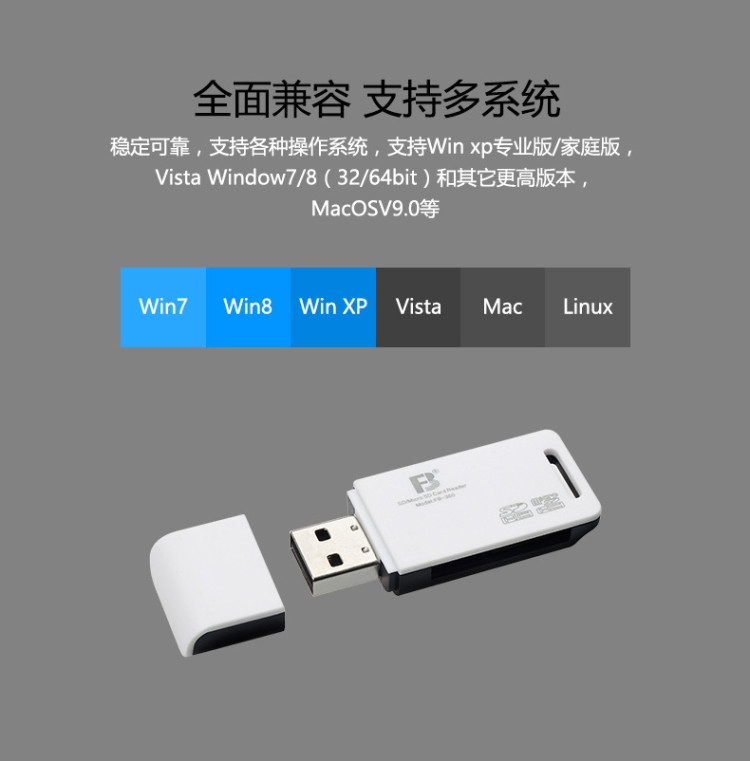 沣标(FB)USB3.0高速读卡器多合一SD卡手机相机内存卡TF通用CF卡读卡器