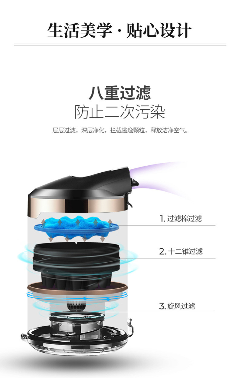 飞科/FLYCO 飞科吸尘器家用FC9701大功率手持式吸尘机推杆强吸力多功能车用