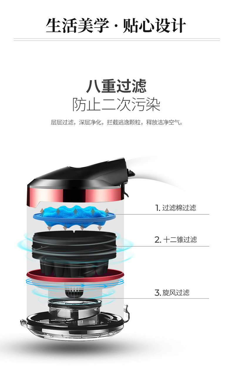 飞科/FLYCO 飞科吸尘器家用FC9702 大功率手持式吸尘机推杆强吸力多功能车用