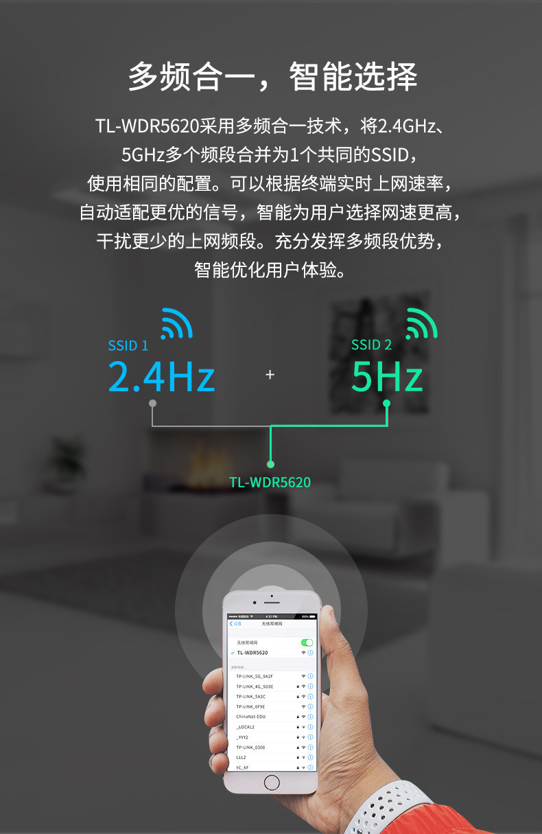 TP-LINK 家用无线路由器高速WiFi穿墙5G双频1200M光纤百兆端口智能宽带100兆