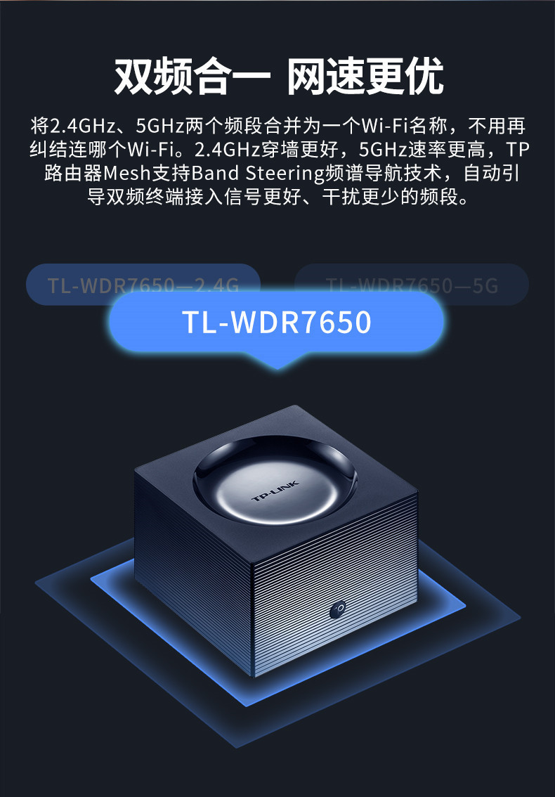 TP-LINK 双频Mesh智能分布式无线wifi别墅路由器 AC1900易展Mesh分布式路由