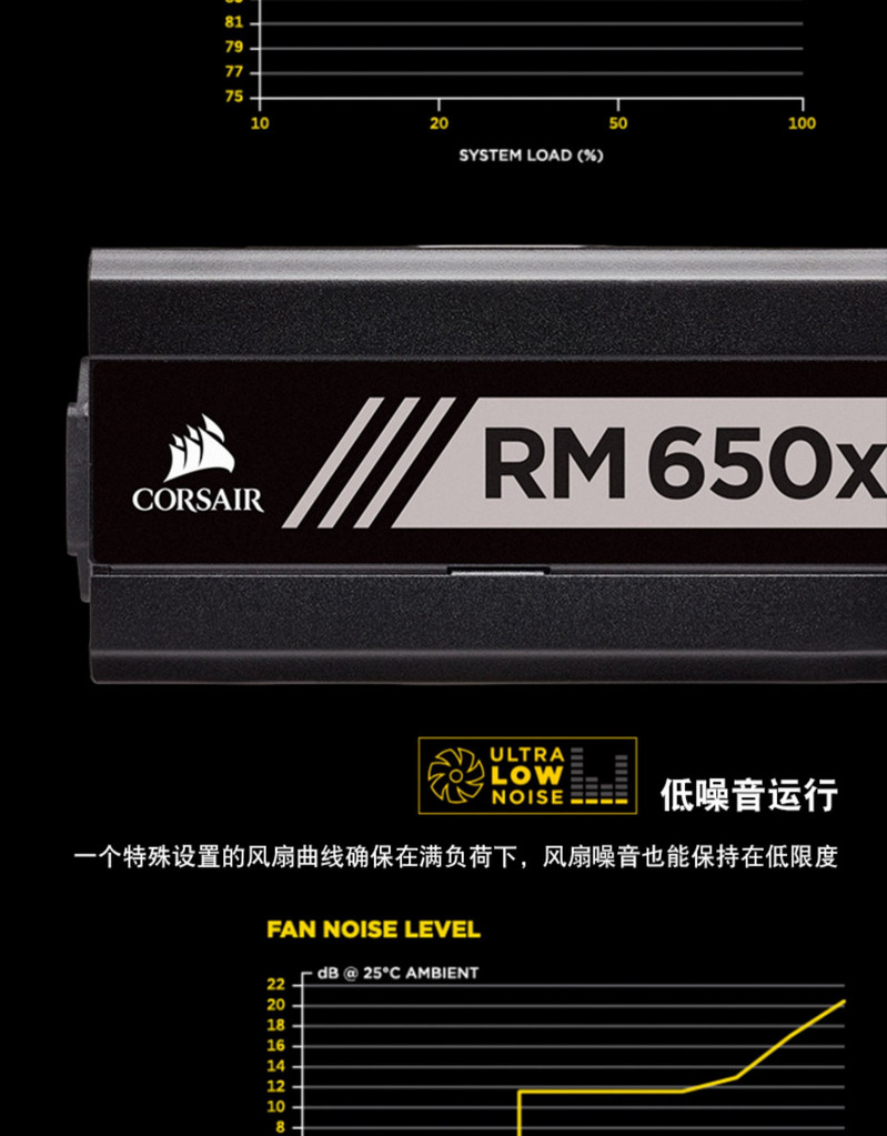 美商海盗船（USCORSAIR）RM650x额定650w海盗船电源全模组金牌台式电脑主机静音