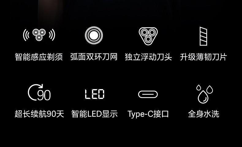 飞科/FLYCO 男士电动全身水洗剃须刀刮胡刀 1小时快充 黑科技触肤即启 礼盒装FS925