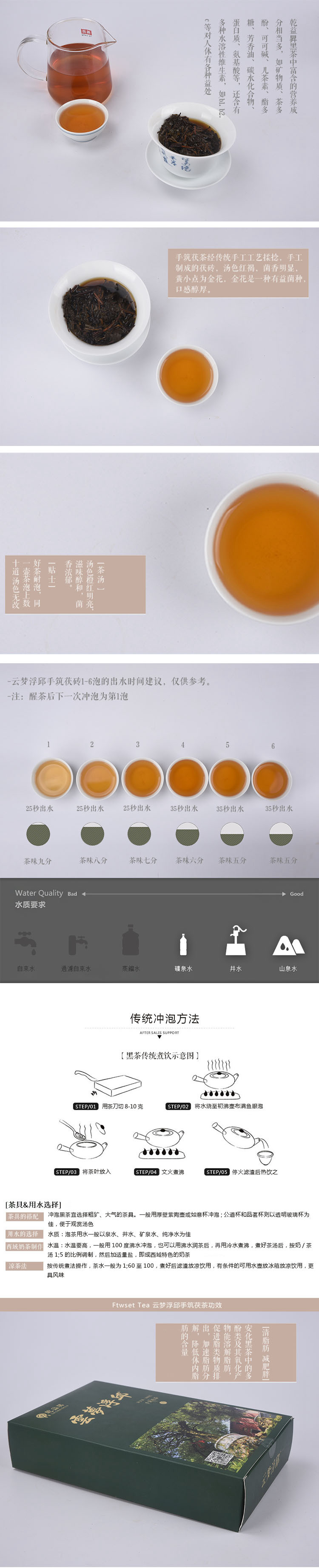 【桃江馆】乾益昇云梦浮邱手筑茯茶（1000g） 传统手工制作、金花茂盛、口感醇厚、菌香突出