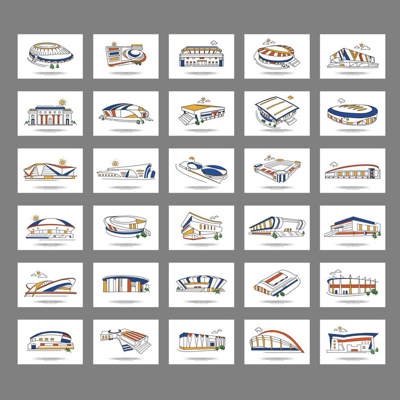 【天津集邮】体育场馆明信片 全套30枚