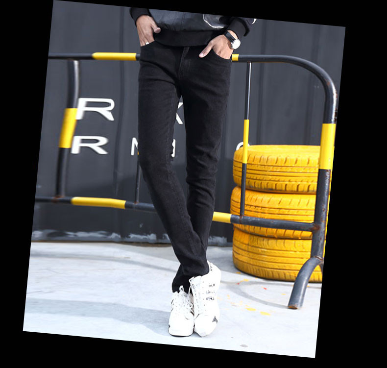雷斯英杰/LEISIYINGJIE2017新款男士休闲牛仔裤青少年韩式修身时尚潮流男裤
