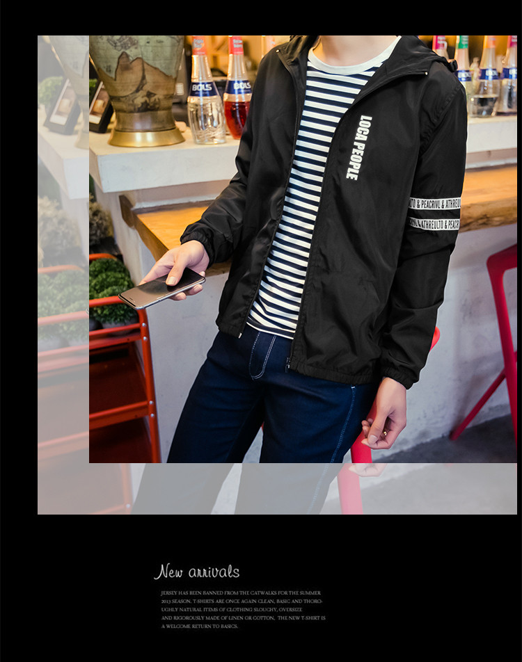 雷斯英杰/LEISIYINGJIE2017新款男士时尚潮流连帽夹克青少年韩式修身百塔简约夹克男外套