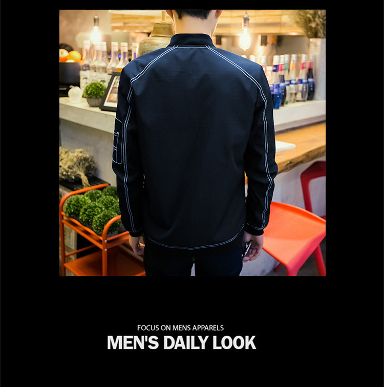 雷斯英杰/LEISIYINGJIE2017新款男士潮流立领夹克外套青少年韩式修身简约百塔男夹克外套