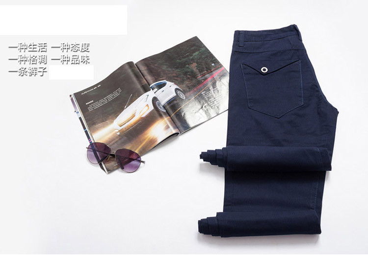 雷斯英杰/LEISIYINGJIE2017新款男士休闲裤青少年韩式简约纯色百塔男裤