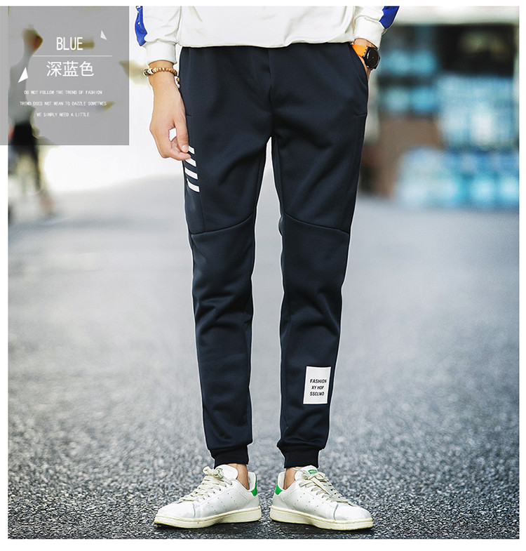 雷斯英杰/LEISIYINGJIE2017新款男士潮流休闲裤青少年韩式修身简约百塔男裤