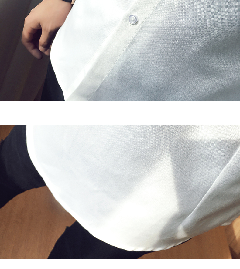 雷斯英杰/LEISIYINGJIE 2017春季男士长袖休闲衬衫 时尚印花拼接青少年修身百搭长袖衬衫