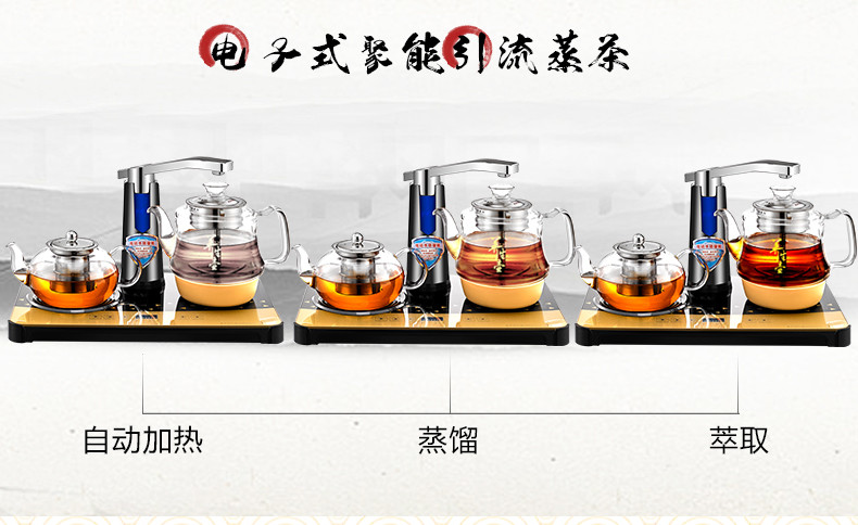 申花自动上水电热烧水壶黑茶白茶普洱茶蒸汽电热水壶双壶