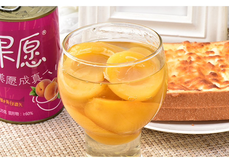 果秀 砀山糖水对开黄桃罐头6罐 新鲜水果罐头 即食黄桃罐头