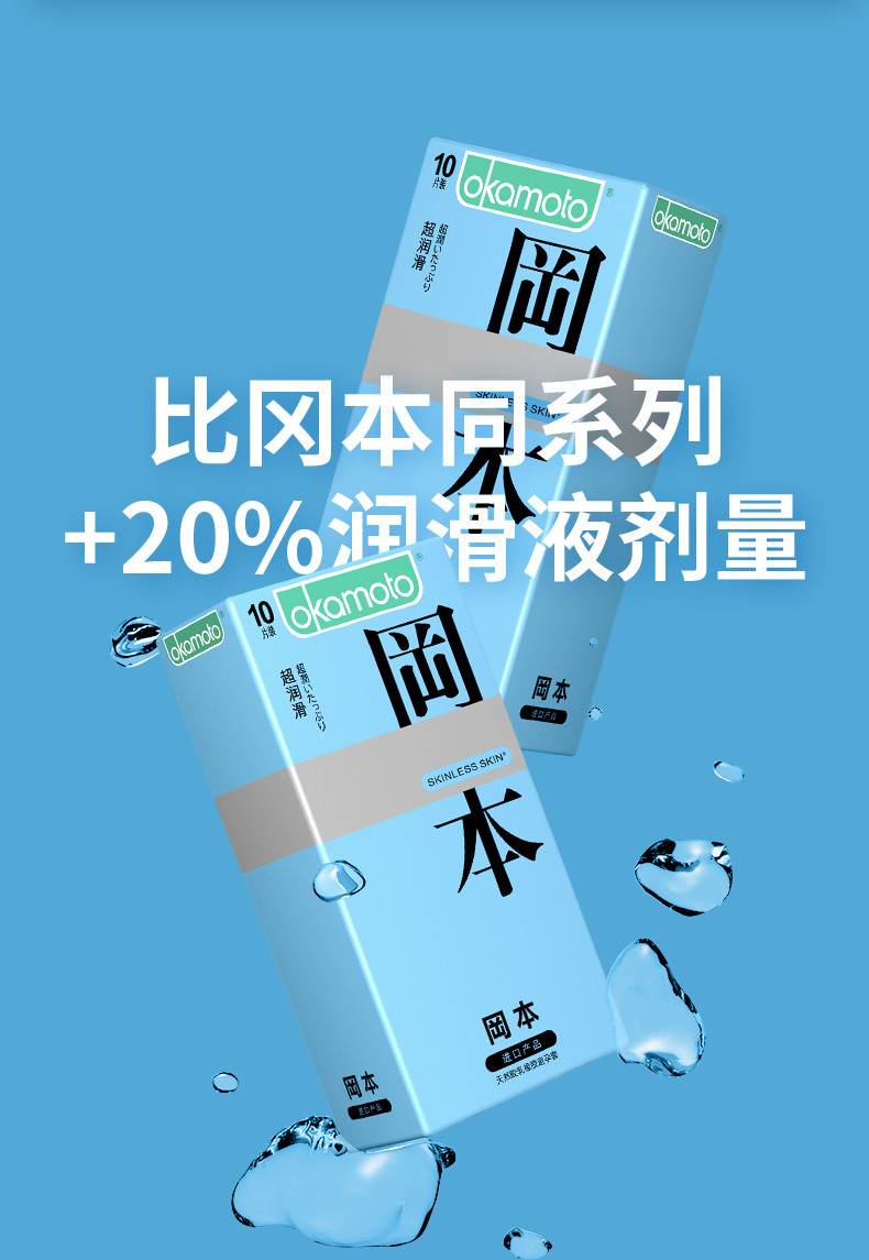 日本冈本安全套 避孕套保险套超薄SKIN超润滑10片装成人情趣