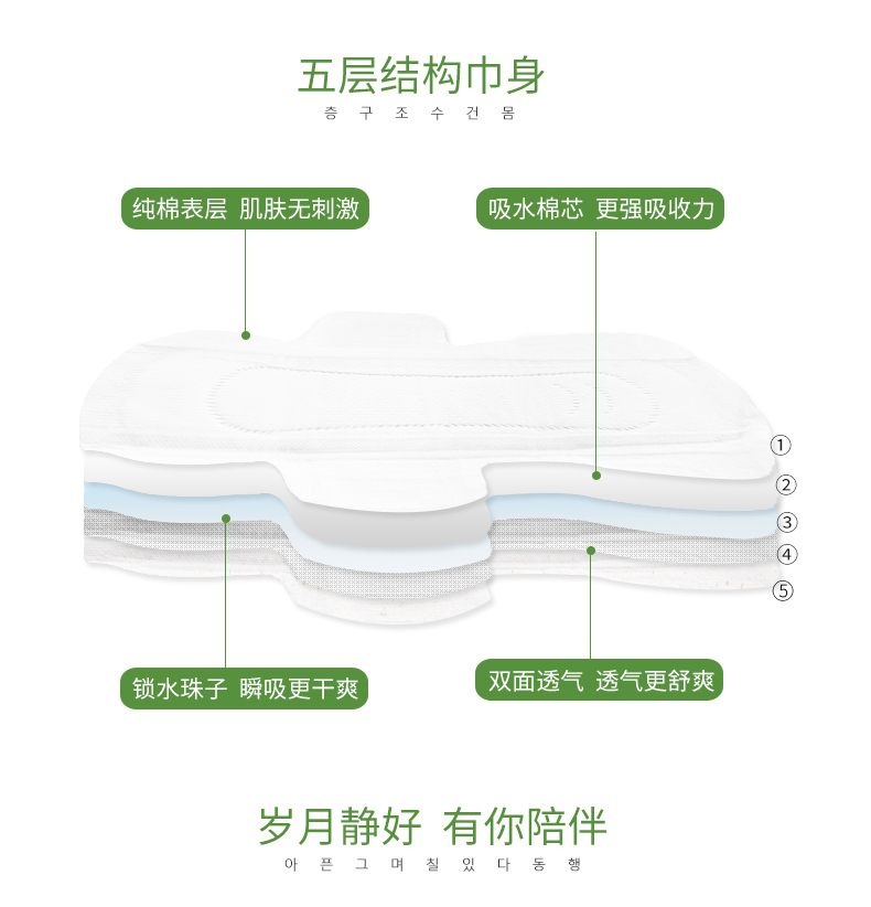 恩芝卫生巾 韩国原装进口卫生巾 超薄夜用8片285毫米